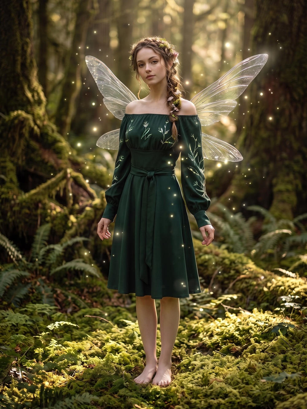 Woodland fairy vintage green dress